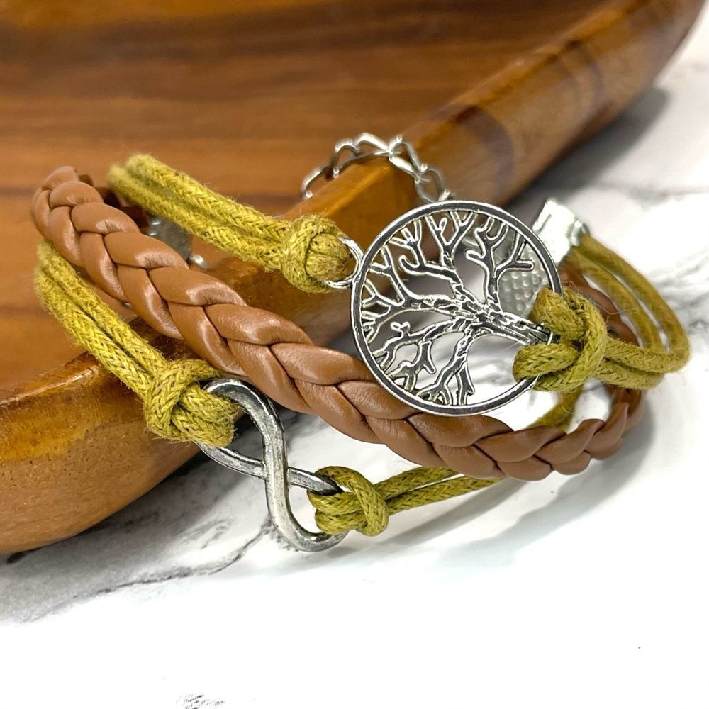 Infinity Family Tree Friendship Corded Layered Bracelet